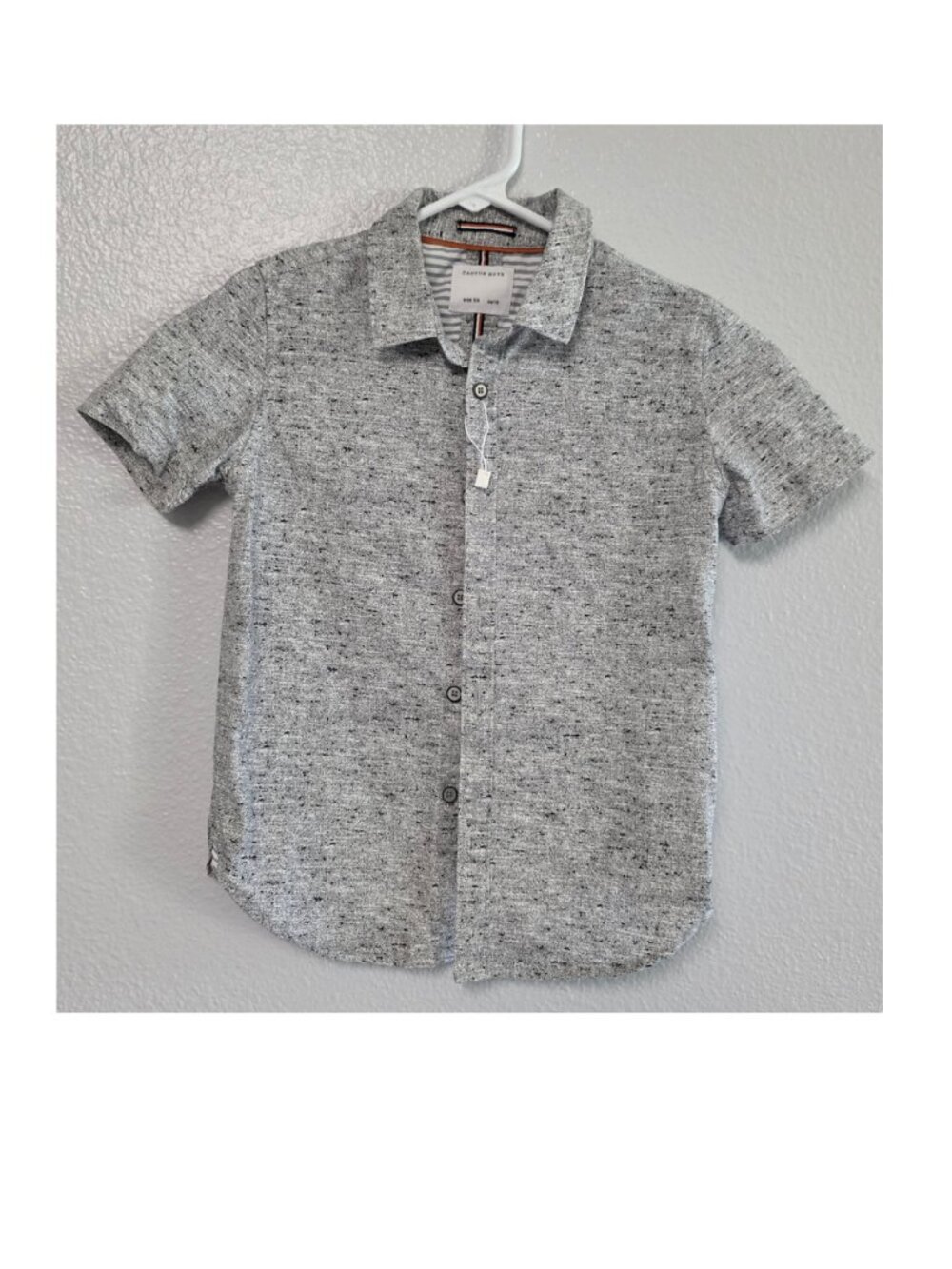 Cactus Boys Size 5/6 Gray Short Sleeve Button Up Shirt Cotton Blend
